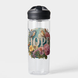 Hope Floral Typografie mit Vögeln und botanisch Trinkflasche