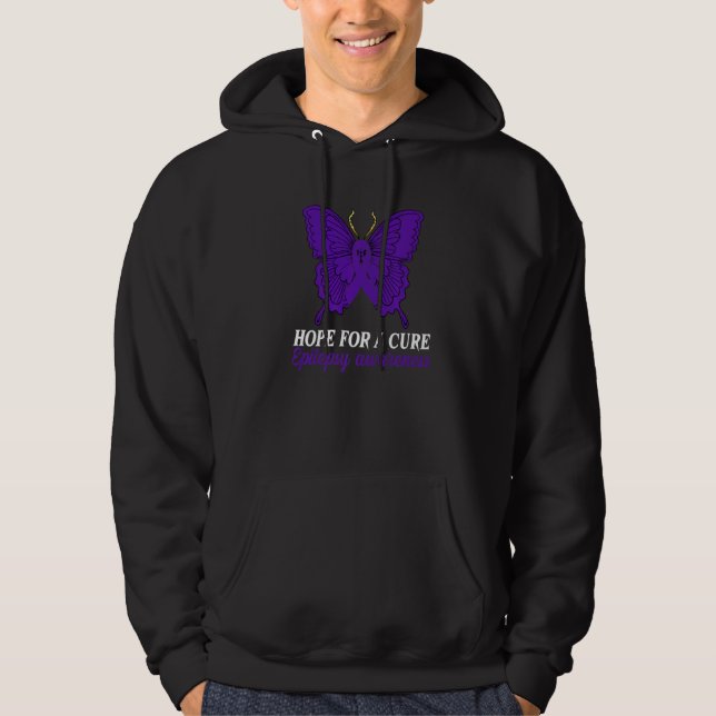 Hope For A Cure Purple Ribbon Butterfly Epilepsy A Hoodie (Vorderseite)