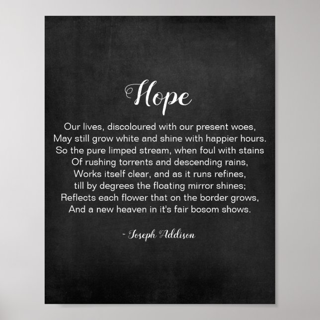 Hope Gedicht von Joseph Addison Black and White Po Poster (Vorne)