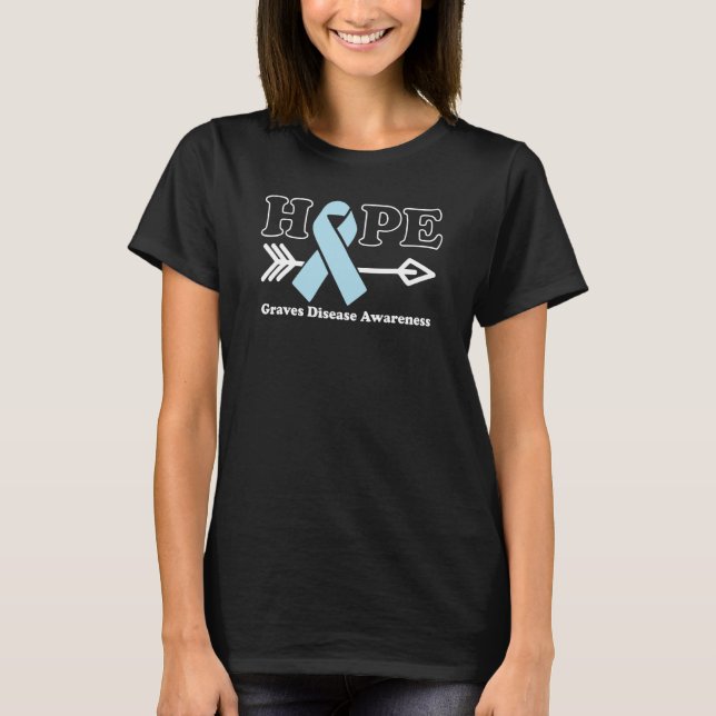 Hope Graves Disease Awareness Light Blue Ribbon T-Shirt (Vorderseite)