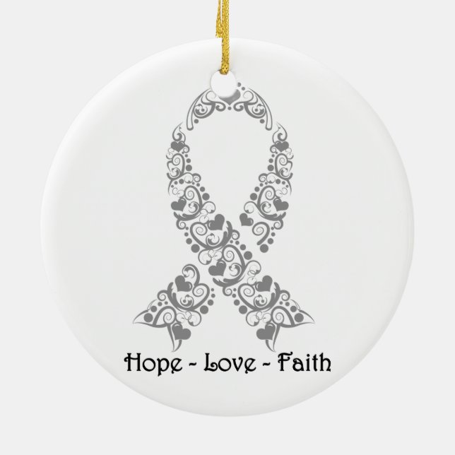 Hope Gray Awareness Ribbon Keramikornament (Hinten)