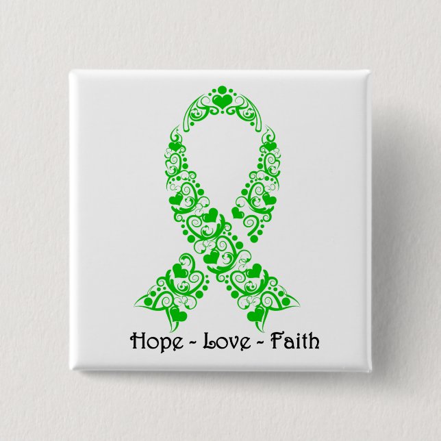 Hope Green Awareness Ribbon Button (Vorderseite)