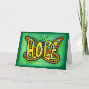 Hope Green Butterfly Art Note of Greeting Card Karte