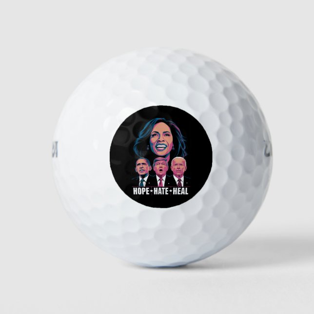 Hope Hate Heal Rise Kamala 2024 Golfball (Vorderseite)