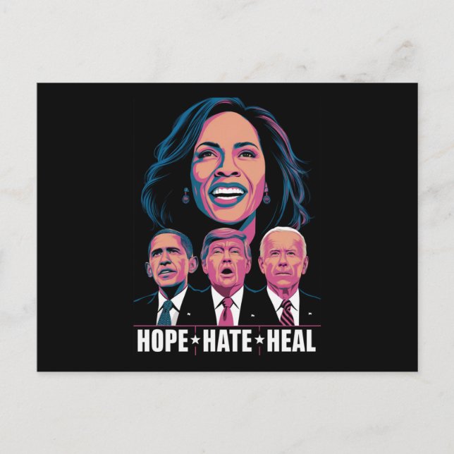Hope Hate Heal Rise Kamala 2024 Postkarte (Vorderseite)