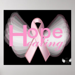 Hope Healing on Angelic Wings Pink Ribbon Poster