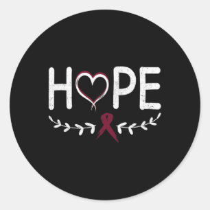 Hope Heart Burgundy Ribbon Brain Aneurysm Runder Aufkleber