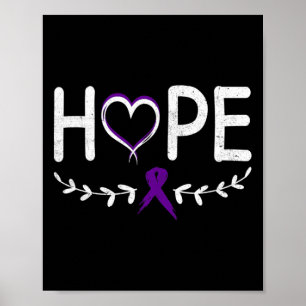 Hope Heart Lila Ribbon Bauchspeicheldrüsenkrebs Poster