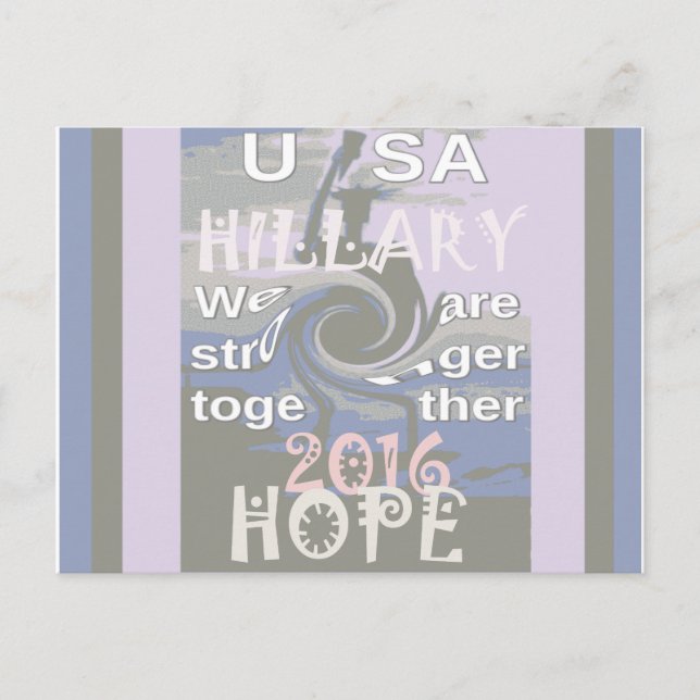 Hope Hillary USA Wir sind enger zusammen Postkarte (Vorderseite)