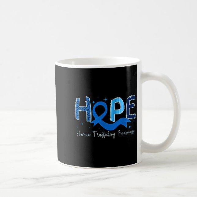 Hope Human Trafficking Awareness Blue Ribbon  Kaffeetasse (Rechts)