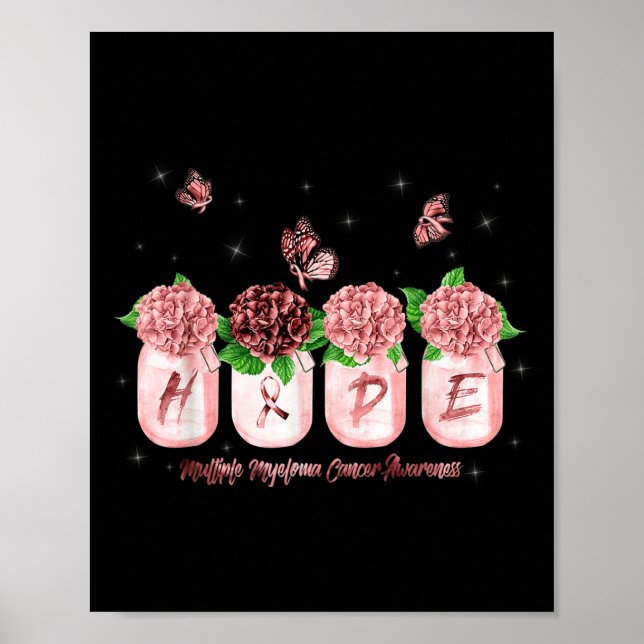 Hope Hydrangea Blume Schmetterling Multiples Myelo Poster (Vorne)