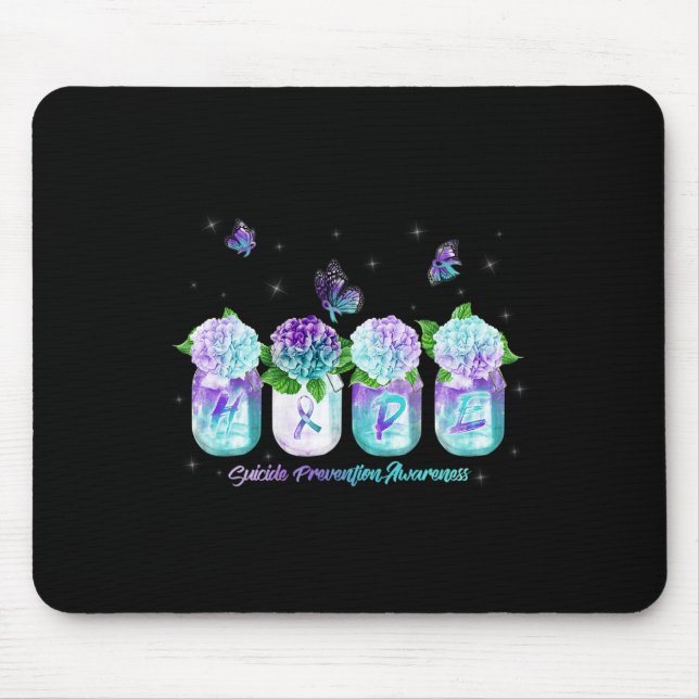 Hope Hydrangea Blume Schmetterling Suizidpräventio Mousepad (Vorne)