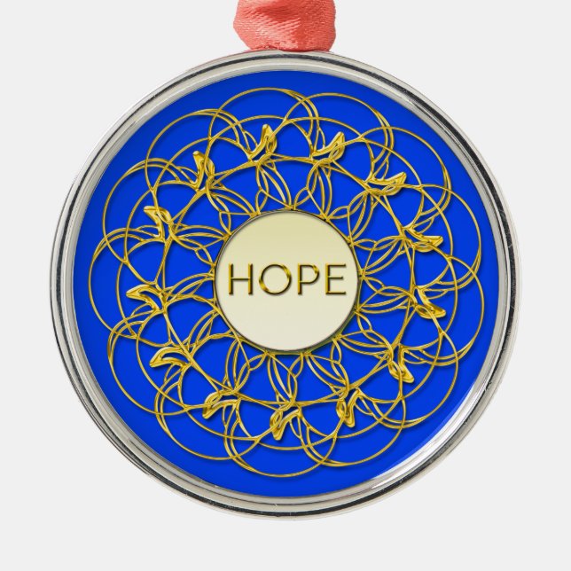 HOPE in geometrischem Gold-Design geschrieben Ornament Aus Metall (Vorne)