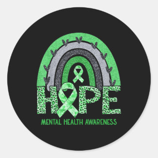 Hope Leopard Rainbow Mental Health Awareness Suppl Runder Aufkleber