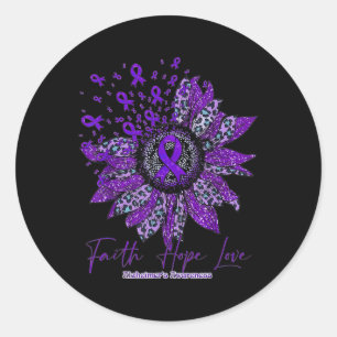 Hope Liebe Alzheimerheimer Awareness Blume Lila Runder Aufkleber