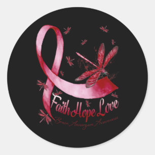 Hope Liebe Brain Aneurysm Awareness Dragonfly Runder Aufkleber