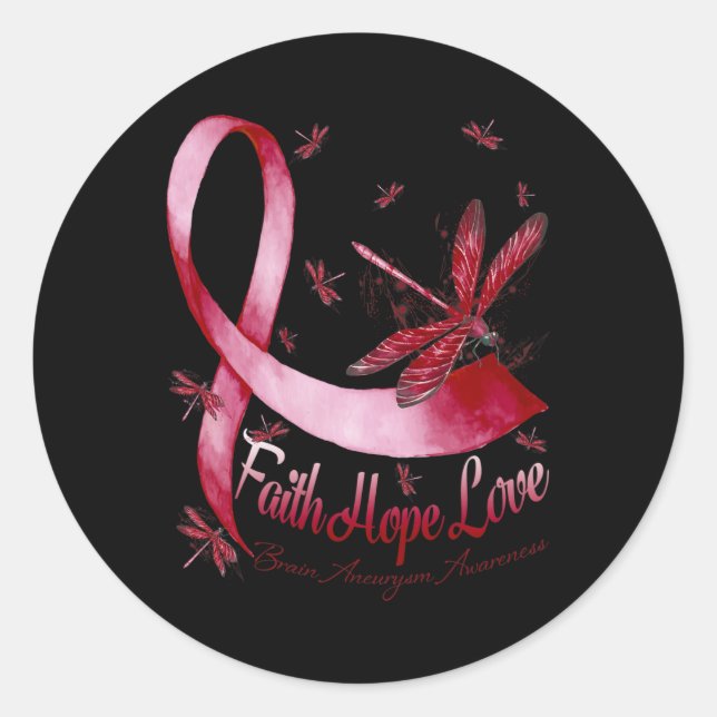 Hope Liebe Brain Aneurysm Awareness Dragonfly Runder Aufkleber (Vorderseite)