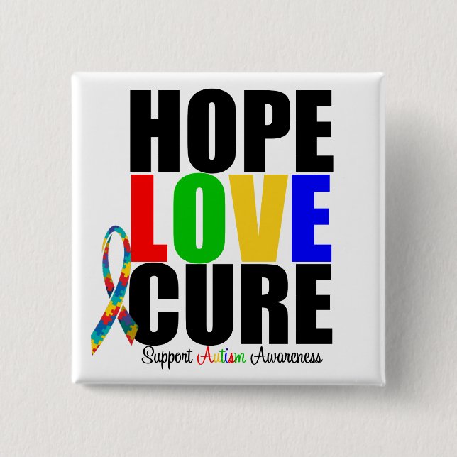 Hope Liebe Faith Puzzle Ribbon Autismus Button (Vorderseite)