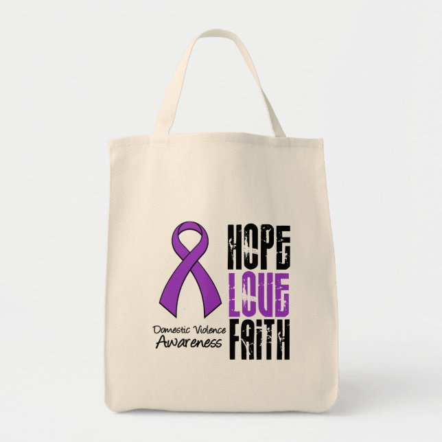 Hope Liebe Faith Ribbon häusliche Gewalt Tragetasche (Vorne)