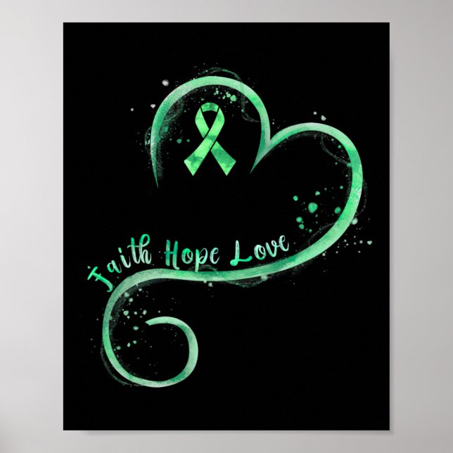 Hope Liebe Green Ribbon Mental Health Awareness Poster (Vorne)