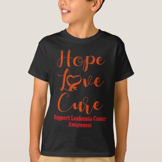 Hope Liebe Heilung Leukämie Bewusstsein Happy Ribb T-Shirt (Vorderseite)
