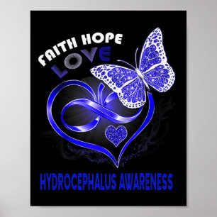 Hope Liebe Hydrocephalus Awareness Heart Butterfly Poster
