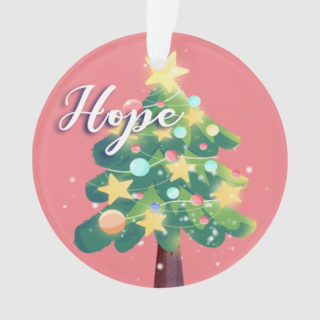 Hope & Liebe Karton Weihnachtsbaum Rosa Ornament (Vorderseite)