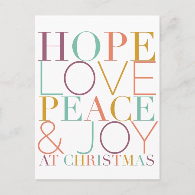 Hope Liebe Peace & Joy zu Weihnachten (Vorderseite)