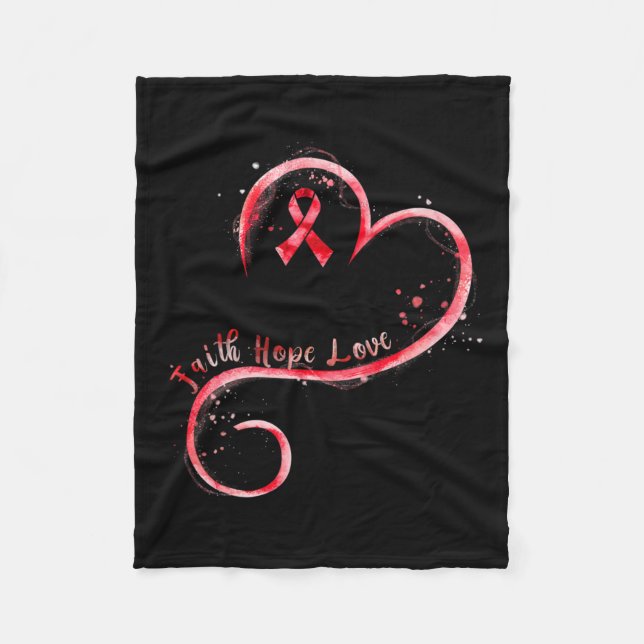 Hope Liebe Red Ribbon Herz-Krankheit Bewusstsein Fleecedecke (Vorderseite)