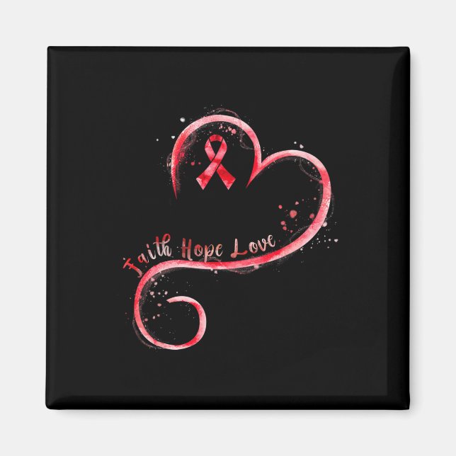 Hope Liebe Red Ribbon Herz-Krankheit Bewusstsein Magnet (Vorne)