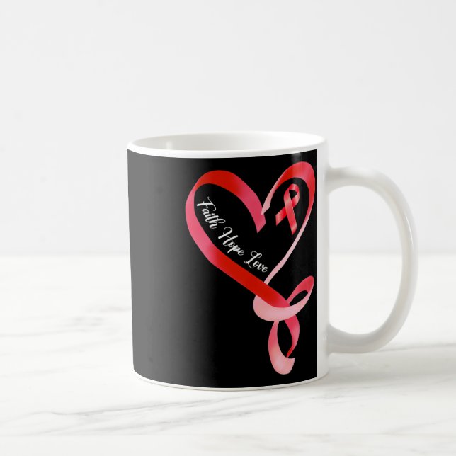 Hope Liebe Red Ribbon Herzerkrankung Bewusstsein 1 Kaffeetasse (Rechts)