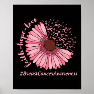 Hope Liebe Sonnenblumen Ribbon Brustkrebs Bewussts Poster