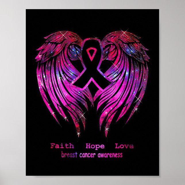 Hope Liebe Wings Breast Cancer Awareness Poster (Vorne)