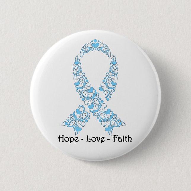 Hope Light Blue Awareness Ribbon Button (Vorderseite)