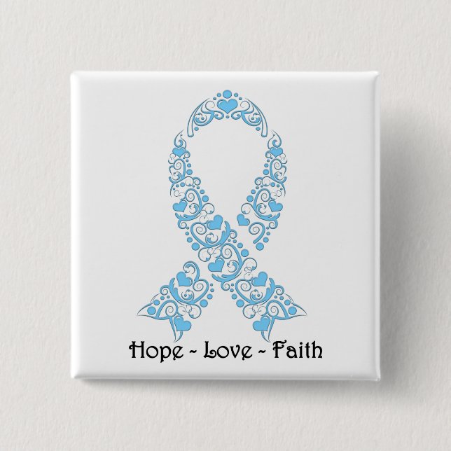 Hope Light Blue Awareness Ribbon Button (Vorderseite)