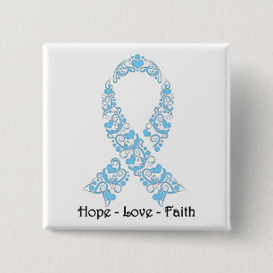 Hope Light Blue Awareness Ribbon Button