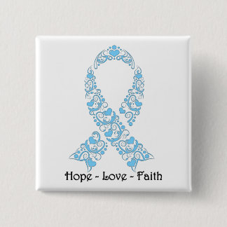 Hope Light Blue Awareness Ribbon Button