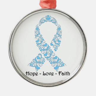 Hope Light Blue Awareness Ribbon Silbernes Ornament