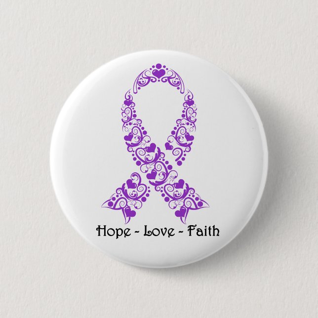 Hope Lila Awareness Ribbon Button (Vorderseite)