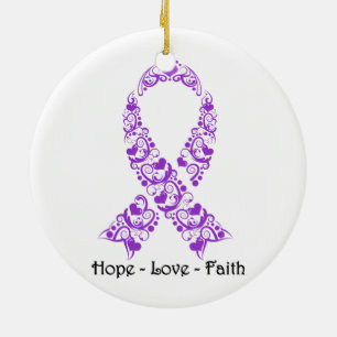 Hope Lila Awareness Ribbon Keramik Ornament