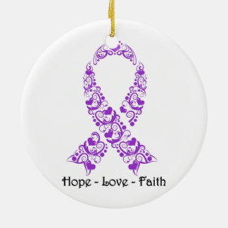 Hope Lila Awareness Ribbon Keramik Ornament
