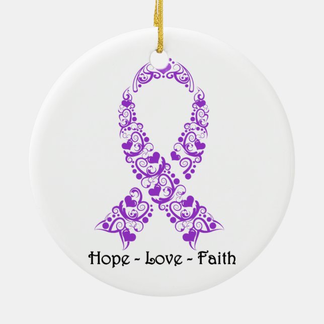 Hope Lila Awareness Ribbon Keramik Ornament (Hinten)