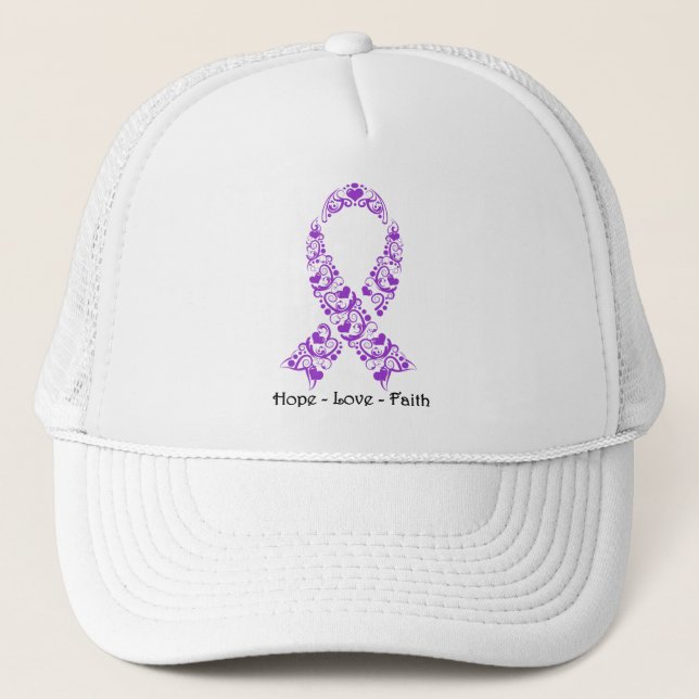Hope Lila Awareness Ribbon Truckerkappe (Vorderseite)