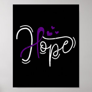 Hope Lila Ribbon Awareness Addiction Erholung Poster