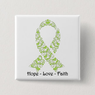 Hope Lime Green Awareness Ribbon Button