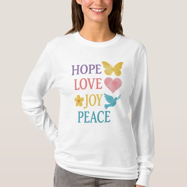 Hope Love Joy Peace Longsleeve T-Shirt – Gift. (Vorderseite)