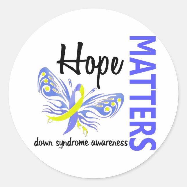 Hope Matters Butterfly Down Syndrome Runder Aufkleber (Vorderseite)