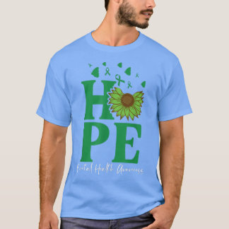 Hope Mental Health Awareness Month Green Ribbon 17 T-Shirt