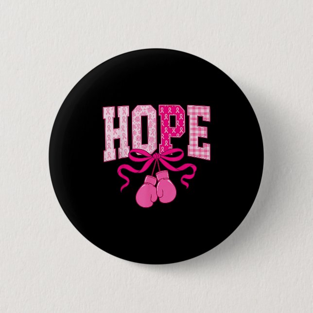 Hope Nk Ribbon Boxing Gloves Nk Brustkrebs Krieg Button (Vorderseite)
