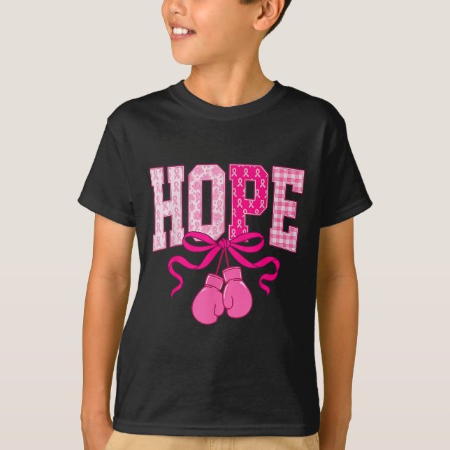 Hope Nk Ribbon Boxing Gloves Nk Brustkrebs Krieg T-Shirt (Vorderseite)